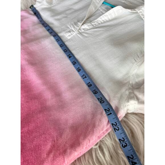 Vineyard Vines Ombre Lucaya Tunic Top Linen Cotton Blend White Pink Size Large - Picture 8 of 9